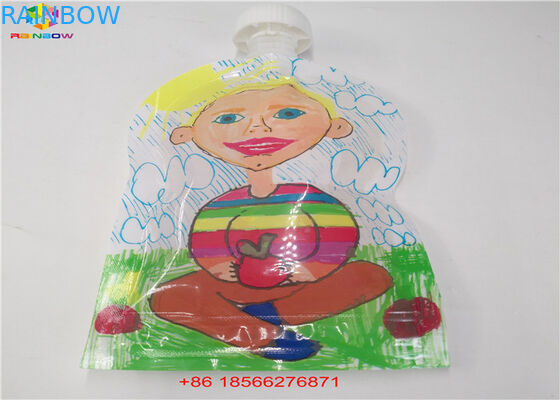 재사용할 수 있는 액체 주둥이 부대는, 모자 Doypack 포일 주스 주둥이를 가진 주머니를 위로 서 있습니다