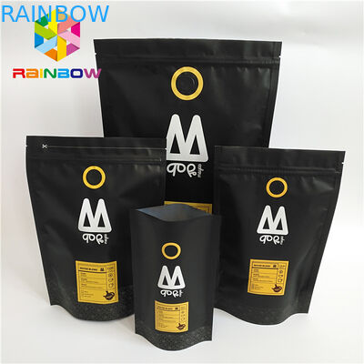 1개의 방법 벨브 지플락 1회분의 커피 봉지이라고 인쇄된 플라스틱 주머니 포장을 위로 서 있으십시오