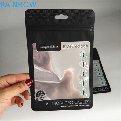 광택이 없는 까만 알루미늄 호일 주머니 전화 상자 명확한 창을 가진 포장 전화선 지퍼 자물쇠