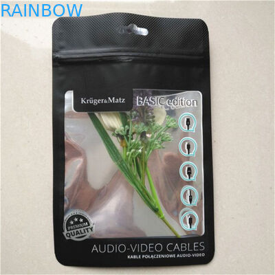 광택이 없는 까만 알루미늄 호일 주머니 전화 상자 명확한 창을 가진 포장 전화선 지퍼 자물쇠