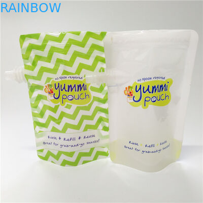 주문을 받아서 만드는 주둥이 주머니 포장 아이 안전한 뚜껑 재사용할 수 있는 유아식 주머니 인쇄