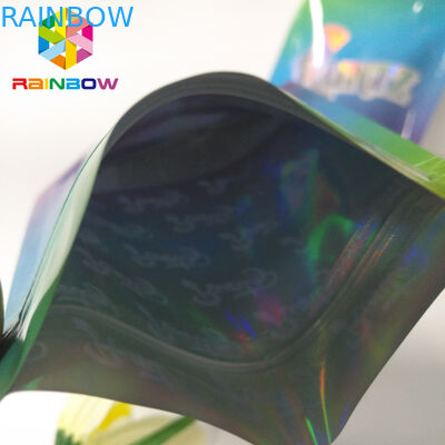 방습 지퍼 주머니 부대 RUNTZ 다채로운 Mylar 레이저 홀로그램 Zip 자물쇠를 위로 서 있으십시오