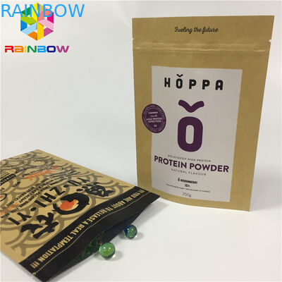 Resealable 주문을 받아서 만들어진 종이 봉지 각자는 식사 자연적인 Kraft 종이 주머니를 위로 서 있습니다