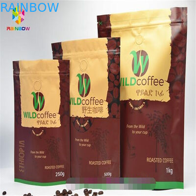 Resealable 알루미늄 호일은 지퍼 주머니, 벨브를 가진 인쇄한 지플락 부대를 위로 서 있습니다