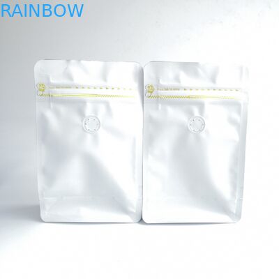 벨브를 가진 주문을 받아서 만들어진 광택이 없는 백색 편평한 바닥 1회분의 커피 봉지 재사용할 수 있는 Zip 알루미늄 호일 쿼드 바닥 부대