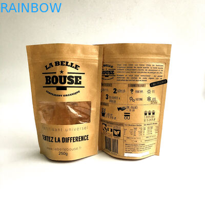 재상할 수 있는 주문을 받아서 만들어진 종이 봉지 자연적인 Zip 자물쇠는 창을 가진 주머니를 위로 서 있습니다