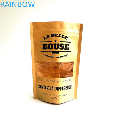 재상할 수 있는 주문을 받아서 만들어진 종이 봉지 자연적인 Zip 자물쇠는 창을 가진 주머니를 위로 서 있습니다