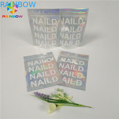 열 - 물개 화장용 포장 부대 명확한 홀로그램 Mylar 지플락 편평한 소성 물질