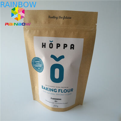 관례는 지플락 음식을 위로 서 있습니다 주머니 패킹 부대 Kraft 종이 매트 표면을 인쇄했습니다