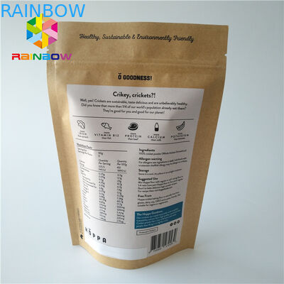 관례는 지플락 음식을 위로 서 있습니다 주머니 패킹 부대 Kraft 종이 매트 표면을 인쇄했습니다