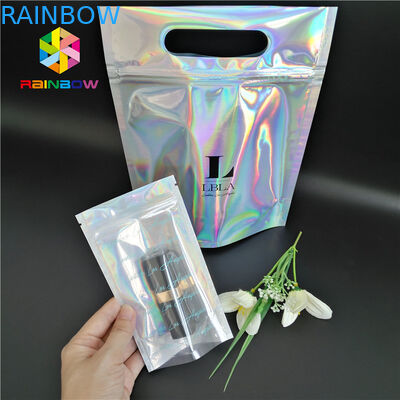 플라스틱 홀로그램 Mylar 지퍼 화장품 명확한 창을 가진 포장 부대 CMYK 색깔