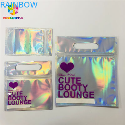 지퍼 플라스틱 Mylar 포일 자필 화장용 포장 부대 홀로그램 레이저는 유형을 위로 서 있습니다