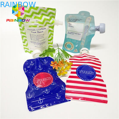 플라스틱 음료 액체 주둥이 부대, 과일 주스 음료는 모자를 가진 주머니를 위로 서 있습니다