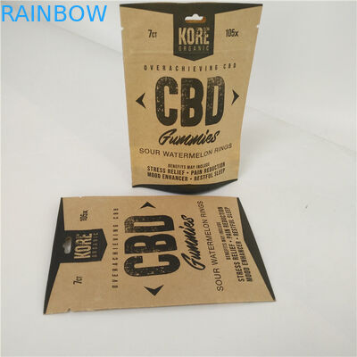 CBD Eco 친절한 Kraft 종이 봉지 알루미늄 호일을 안쪽으로 포장하는 Resealable 플라스틱 주머니