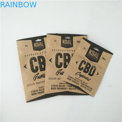 CBD Eco 친절한 Kraft 종이 봉지 알루미늄 호일을 안쪽으로 포장하는 Resealable 플라스틱 주머니