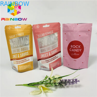 박판으로 만들어진 음식 급료 플라스틱 주머니 포장은 지퍼 주머니에 의하여 주문을 받아서 만들어진 로고를 위로 서 있습니다