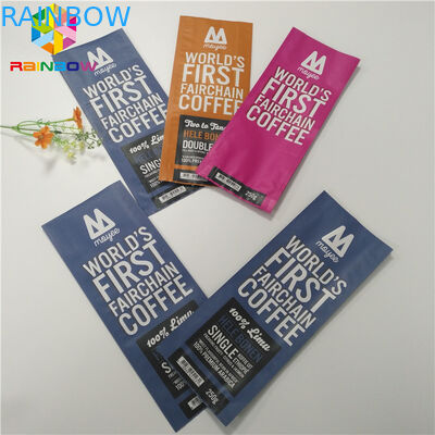 쿼드 물개 벨브를 가진 옆 삼각천 1회분의 커피 봉지를 포장하는 광택이 없는 완성되는 포일 주머니
