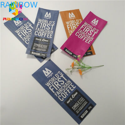 쿼드 물개 벨브를 가진 옆 삼각천 1회분의 커피 봉지를 포장하는 광택이 없는 완성되는 포일 주머니