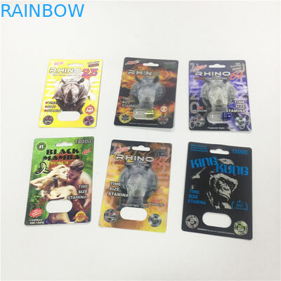 포장지 물집 카드 플라스틱 덮개를 가진 포장 금 코뿔소 콘테이너 탄알