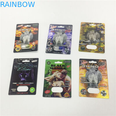 포장지 물집 카드 플라스틱 덮개를 가진 포장 금 코뿔소 콘테이너 탄알