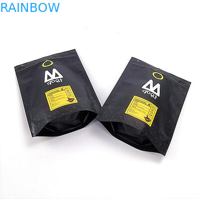 Resealable 지퍼 주머니 부대 관례에 의하여 인쇄된 박판으로 만들어진 광택이 없는 까만 색깔을 위로 서 있으십시오