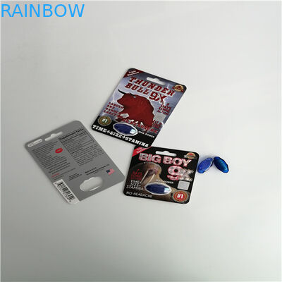 관례에 의하여 인쇄된 코뿔소 69 성 알약 3D 카드가 남성 증진 알약에 의하여 카드 패킹 물집이 생깁니다