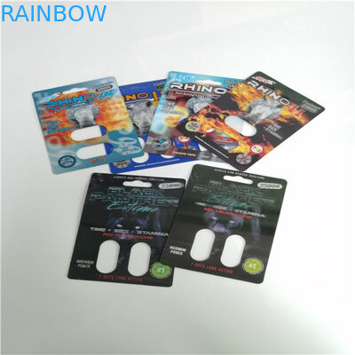 관례에 의하여 인쇄된 코뿔소 69 성 알약 3D 카드가 남성 증진 알약에 의하여 카드 패킹 물집이 생깁니다