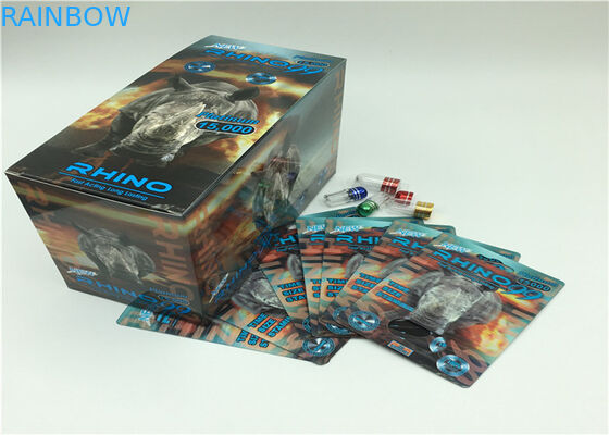 플라스틱 덮개를 가진 3D 카드를 포장하는 금 69K 코뿔소 분말 캡슐 물집 팩