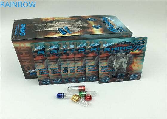 플라스틱 덮개를 가진 3D 카드를 포장하는 금 69K 코뿔소 분말 캡슐 물집 팩