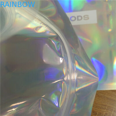 옷 내복 포장은 지퍼 주머니 부대 무지개 빛깔 반짝임 자필 Ziplock를 위로 서 있습니다