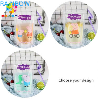 투명한 액체 음료 음식 주머니 포장 부대는 손잡이/밀짚을 가진 FDA를 위로 서 있습니다