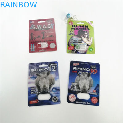 로고에 의하여 주문을 받아서 만들어지는 성 알약 물집 포장 코뿔소 흑표범당 남성 증진 캡슐 포장