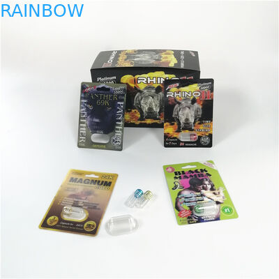 로고에 의하여 주문을 받아서 만들어지는 성 알약 물집 포장 코뿔소 흑표범당 남성 증진 캡슐 포장