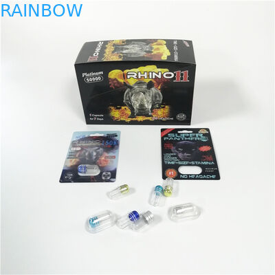 로고에 의하여 주문을 받아서 만들어지는 성 알약 물집 포장 코뿔소 흑표범당 남성 증진 캡슐 포장