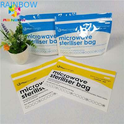 플라스틱 마이크로파 살균제는 아기 지류/병을 위한 지퍼 주머니 부대를 위로 서 있습니다