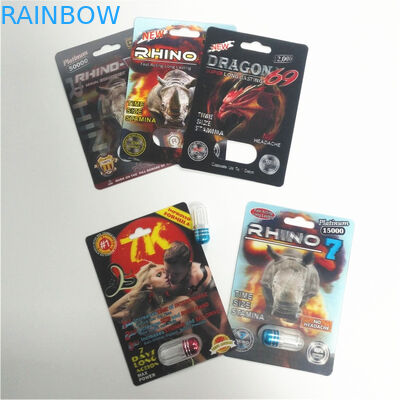 코뿔소 69 3d 렌즈 모양 팩 카드 환경 친화적인을 포장하는 남성 증진 알약