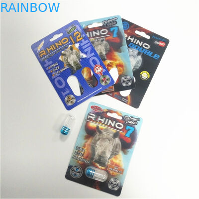 3D 카드 코뿔소 콘테이너 탄알을 포장하는 남성 성적인 성과 강화 알약