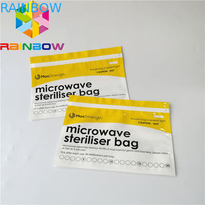 유아식은 위로 지퍼 주머니 부대를 위로 서 있습니다 마이크로파 증기 살균제 유형을 서 있습니다