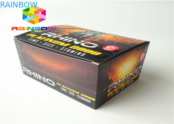 접착성 스티커 상표를 가진 남성 증진 음료 병 포장지 상자