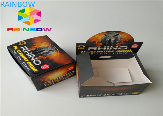 접착성 스티커 상표를 가진 남성 증진 음료 병 포장지 상자