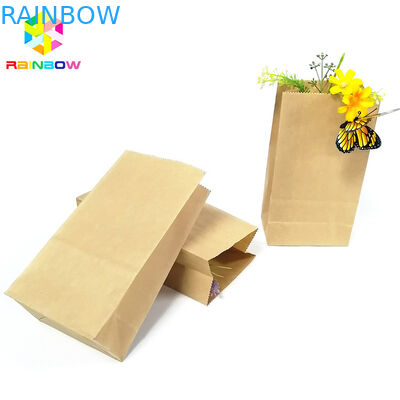 음식 급료 Kraft 종이 편평한 바닥 부대 생물 분해성 기름이 안 배는 식사 포장