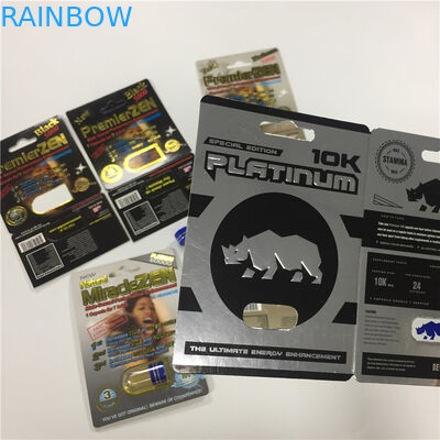 물집 캡슐 콘테이너 성적인 성과 알약 포장 카드에 의하여 주문을 받아서 만들어지는 인쇄