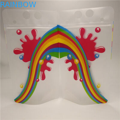 튼튼한 명확한 주스 우유 바닥 삼각천 부대는 손잡이를 가진 포일 주머니를 위로 서 있습니다