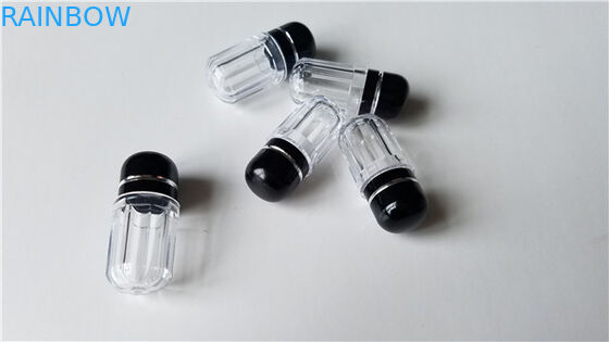 명확한 플라스틱 알약 Bottless 코뿔소 캡슐 콘테이너 3D 카드를 위한 다채로운 금속 모자