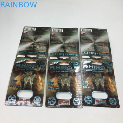코뿔소 7는 5000 3D 서류상 남성 성적인 알약 전시 상자를 포장하는 물집 카드를 요약합니다