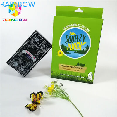 재상할 수 있는 주문 로고 디자인 상표는 선물 화장품을 위한 걸림새 구멍을 가진 UV 뜨거운 각인 서류상 카드 상자를 인쇄했습니다