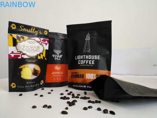 알루미늄 호일 부대, 지상 커피를 인쇄하는 사진 요판은 벨브를 가진 지퍼 부대를 위로 서 있습니다