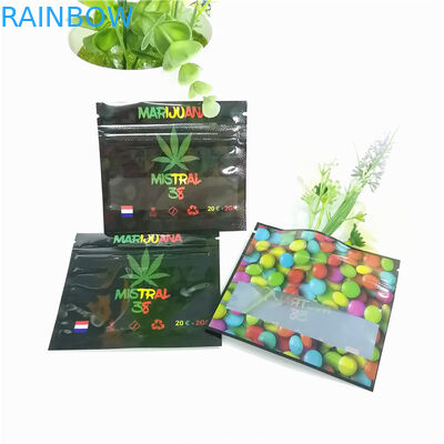 작은 Ziplock 것 옆 명확한 알루미늄 호일을 포장하는 투명한 초본 향