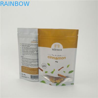 광택이 없는 백색 배경 지퍼 화장용 부대는 Doypack 40g 계피를 위로 서 있습니다