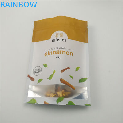 광택이 없는 백색 배경 지퍼 화장용 부대는 Doypack 40g 계피를 위로 서 있습니다